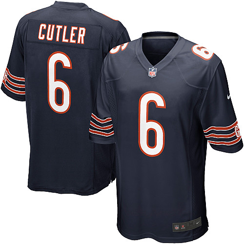 Men's Game Jay Cutler Nike Jersey Navy Blue Home - #6 NFL Chicago Bears